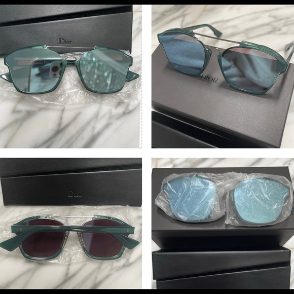 DIOR 2023 TOP SPRING COLOR IS GREEN,THIS PAIR HAS THE BLUE FLASH MIRROR LENSES - Picture 13 of 16